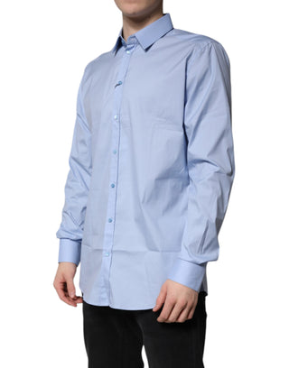Dolce & Gabbana Light Blue Cotton GOLD Dress Formal Shirt