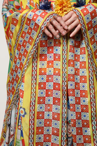 Dolce & Gabbana Multicolour Carretto Print Kaftan Twill Dress
