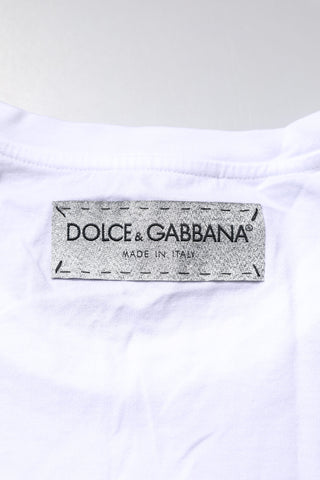 Dolce & Gabbana White Cotton Printed Round Neck Top T-shirt