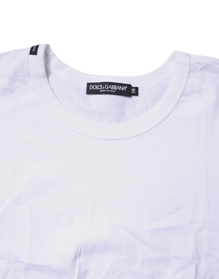 Dolce & Gabbana White Cotton Crew Neck Cropped Top T-shirt