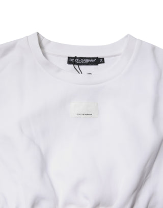 Dolce & Gabbana White Cotton Blend 3/4 Sleeves Blouse Top