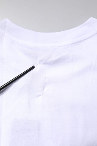 Dolce & Gabbana White Printed Round Neck Top Cotton T-shirt