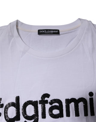Dolce & Gabbana White #DGFAMILY Embroidery Cotton T-shirt