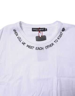 Dolce & Gabbana White Cotton Sleeveless Printed Tank T-shirt