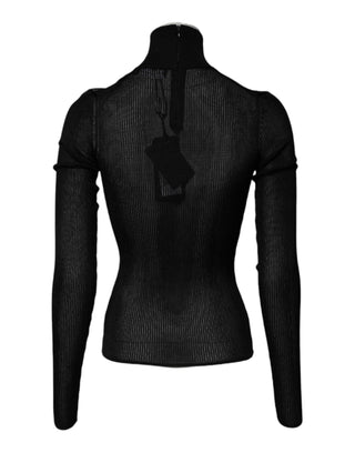 Dolce & Gabbana Black Knit Long Sleeves Turtleneck Slim Top
