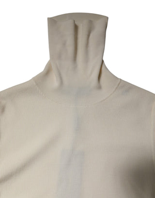 Dolce & Gabbana Cream Long Sleeves Turtleneck Slim Sweater