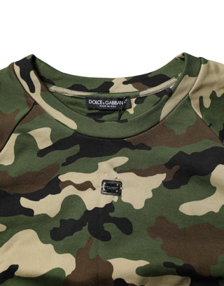 Dolce & Gabbana Multicolor Camou Cropped Sweatshirt Sweater