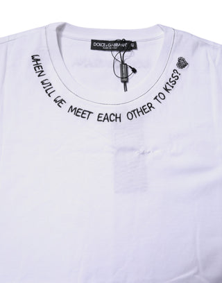 Dolce & Gabbana White Cotton Sleeveless Printed Tank T-shirt