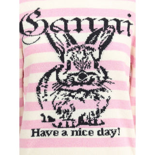 Ganni Striped sweater with rabbit