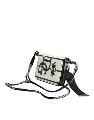 Dolce & Gabbana White Leather SICILY DG Crown Purse Cross Body Bag