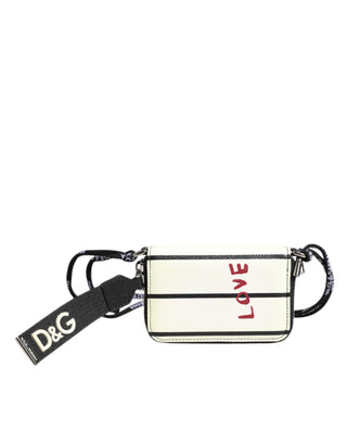 Dolce & Gabbana White Leather SICILY DG Crown Purse Cross Body Bag