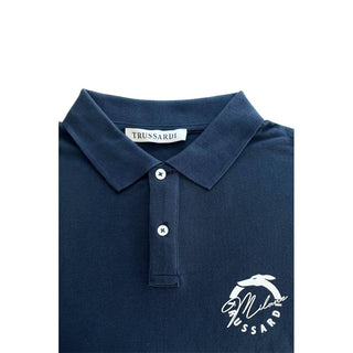 Trussardi Beachwear Blue Cotton Mens Polo Shirt