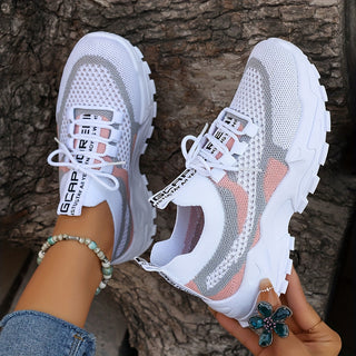 Women's Multicolor Knitted Sneakers, Low Top Running Shoes Stylish Comfortable Outdoor Sports Shoes 