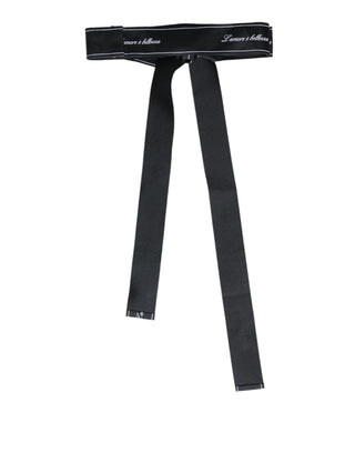 Dolce & Gabbana Black Waist Ribbon Wide Bow Logo Belt