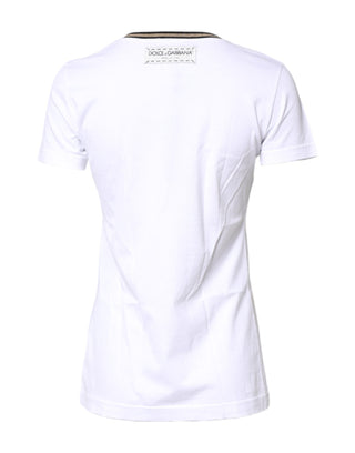 Dolce & Gabbana White Graphic Print Cotton Crew Neck T-shirt