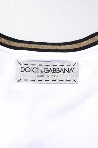 Dolce & Gabbana White Graphic Print Cotton Crew Neck T-shirt