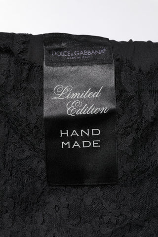 Dolce & Gabbana Black Lace Sheer Sacred Heart Crew Neck Top