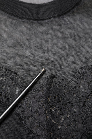 Dolce & Gabbana Black Lace Sheer Crew Neck Sleeveless Top