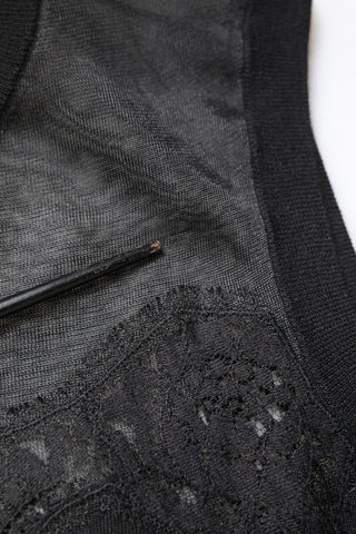 Dolce & Gabbana Black Lace Sheer Crew Neck Sleeveless Top