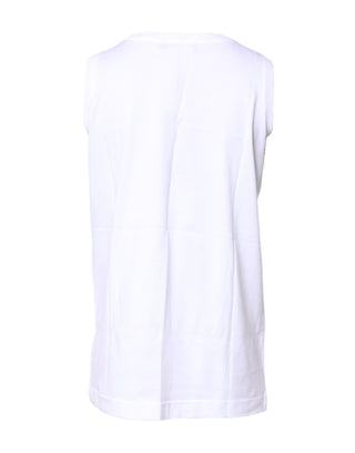Dolce & Gabbana White Cotton Sleeveless Crew Neck T-shirt