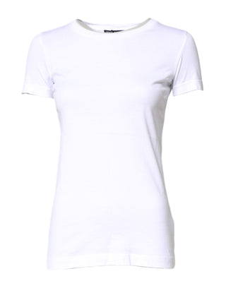 Dolce & Gabbana White Cotton Crew Neck Short Sleeves T-shirt