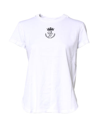 Dolce & Gabbana White Logo Crown Cotton Crew Neck T-shirt