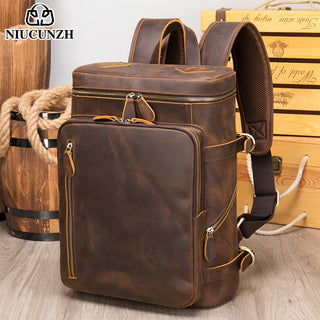 NIUCUNZH Men's Classic Genuine Leather Backpack Outdoor Travel Backpack Laptop Bag Perfect Gift Choice 