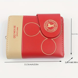 Cartoon Pattern Short Wallet Simple Folding Coin Purse Women Card Holder with Small Bracelet 