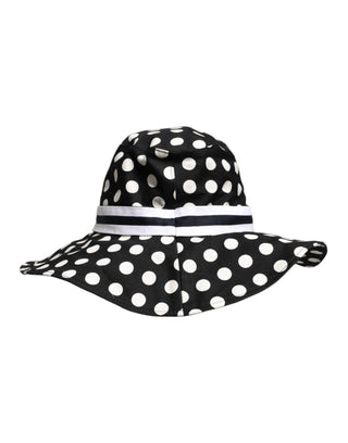 Dolce & Gabbana Black White Polka Dot Wide Brim Bucket Hat