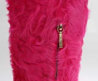 Dolce &amp; Gabbana Elegant Pink Lambskin Fur Boots