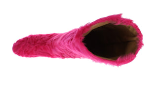 Dolce &amp; Gabbana Elegant Pink Lambskin Fur Boots