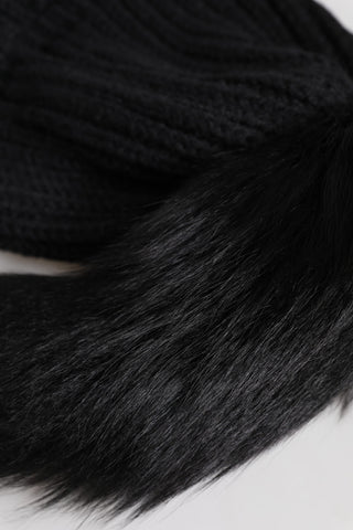 Dolce & Gabbana Black Acrylic Knitted Fur Winter Beanie Hat