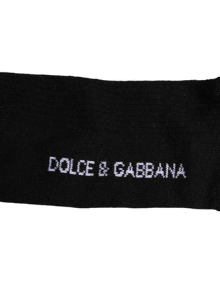 Dolce & Gabbana Black Cotton DG Logo Mid Calf Men Socks