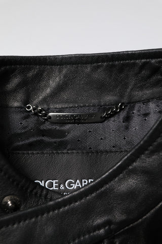 Dolce & Gabbana Black Sheep Leather Biker Full Zip Jacket