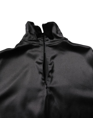 Dolce & Gabbana Black Silk Turtleneck Men Pullover Sweater