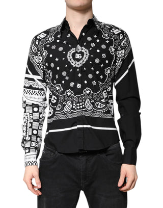 Dolce & Gabbana Black White Bandana MARTINI Casual Shirt
