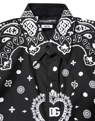Dolce & Gabbana Black White Bandana MARTINI Casual Shirt