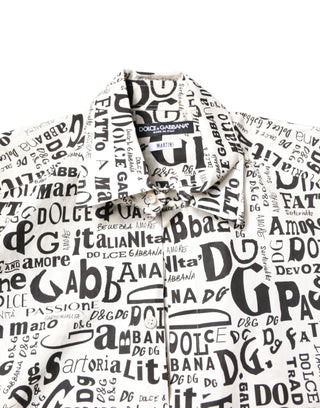 Dolce & Gabbana White Black Logo MARTINI Men Casual Shirt