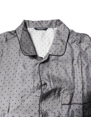 Dolce & Gabbana Gray Polka Dot Silk Long Sleeve Shirt