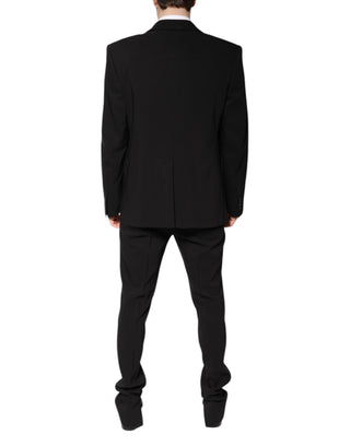 Dolce & Gabbana Black Cotton Single Breasted 2 Piece Suit