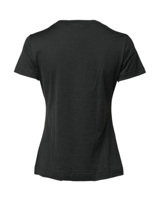 Dolce & Gabbana Black Cotton Round Neck Short Sleeve T-shirt