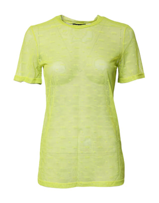 Dolce & Gabbana Green Nylon See Through Women Short Sleeves Top