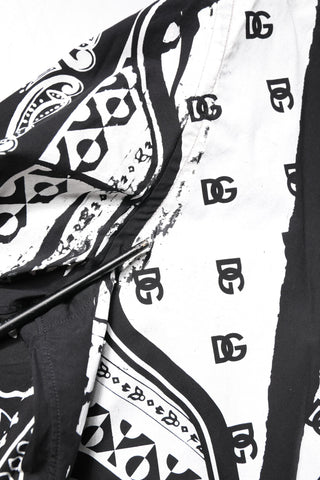 Dolce & Gabbana Black White Bandana MARTINI Men Dress Shirt