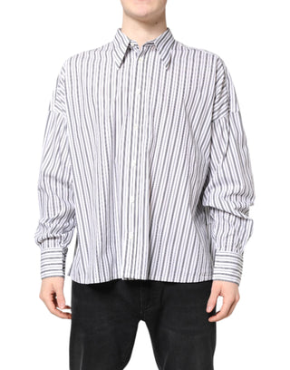 Dolce & Gabbana White Black Stripe Button Down Casual Shirt
