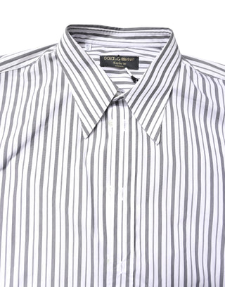 Dolce & Gabbana White Black Stripe Button Down Casual Shirt