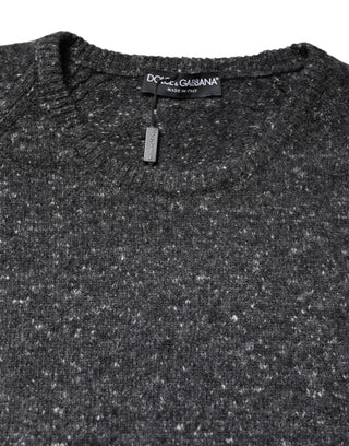 Dolce & Gabbana Gray Wool Knitted Round Neck Pullover Sweater
