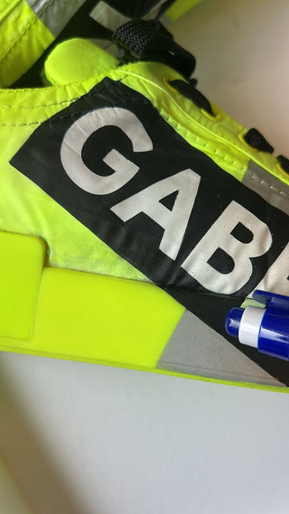 Dolce & Gabbana Neon Green Logo Tape Low Top Sneakers Shoes