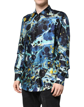 Dolce & Gabbana Multicolor Marble Print MARTINI Dress Shirt