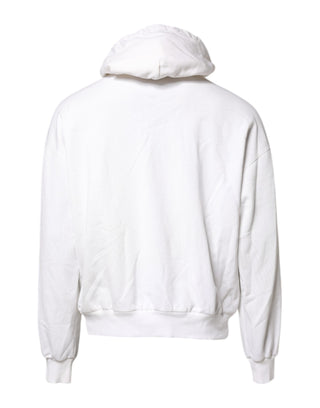 Dolce & Gabbana White Embossed Logo Hooded Sweatshirt Sweater