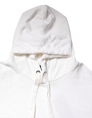 Dolce & Gabbana White Embossed Logo Hooded Sweatshirt Sweater